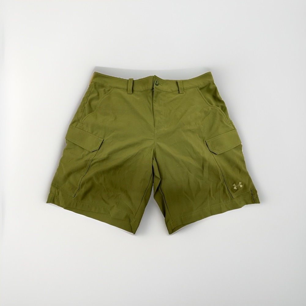 Under Armour Men's HeatGear Cargo Shorts Size 40 Olive Green Loose Fit
